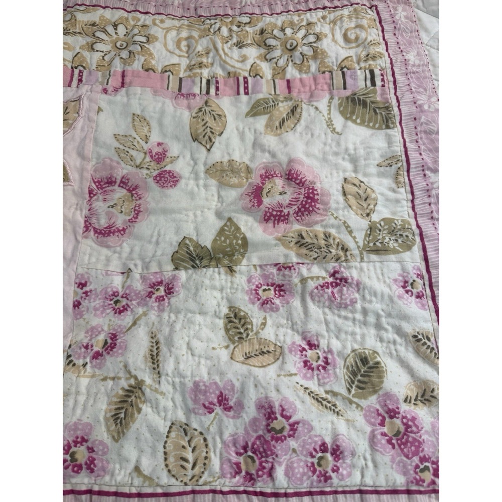 Liz Claiborne Patchwork Sham (1) Pink Roses Quilted Cottagecore Farmhouse Std - Picture 4 of 13